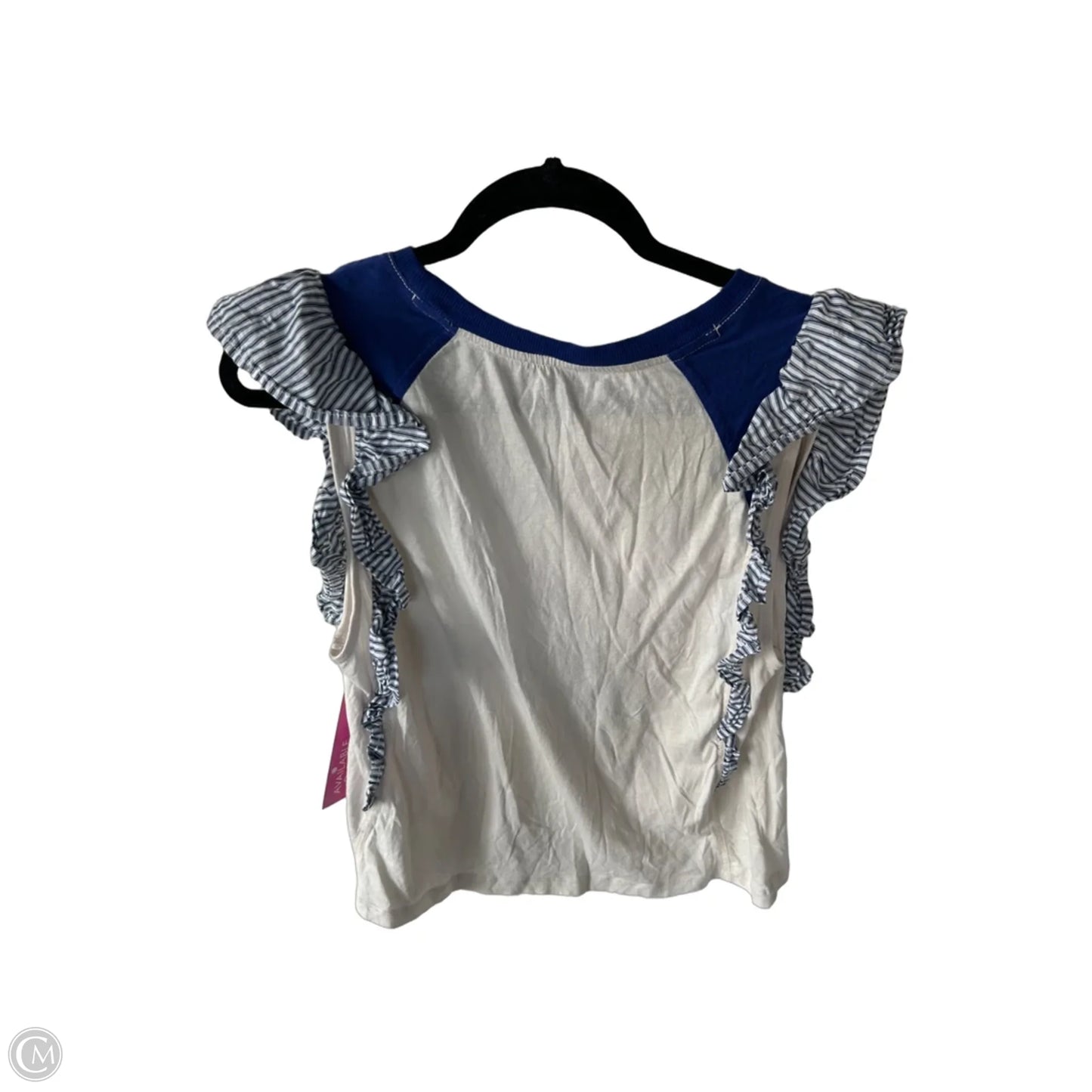 Top Short Sleeve By Pilcro In Blue & Cream, Size: Xxs