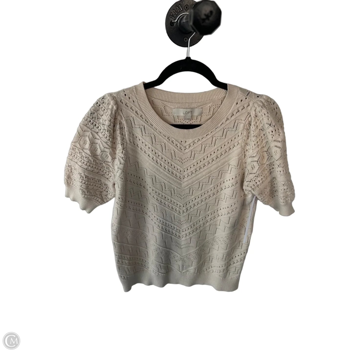 Sweater Short Sleeve By Loft In Tan, Size: S