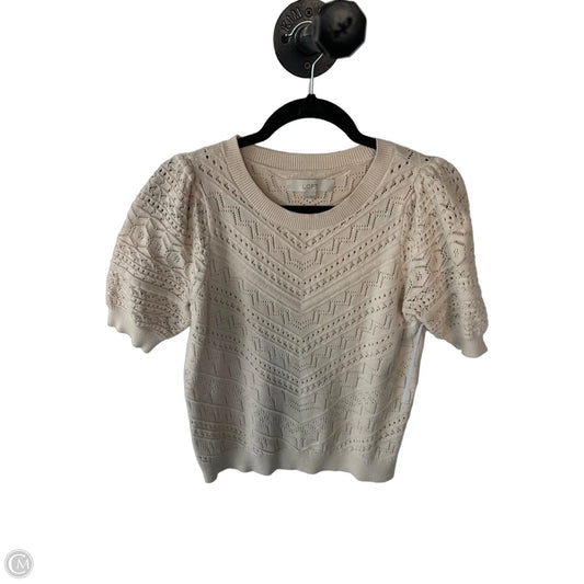 Sweater Short Sleeve By Loft In Tan, Size: S