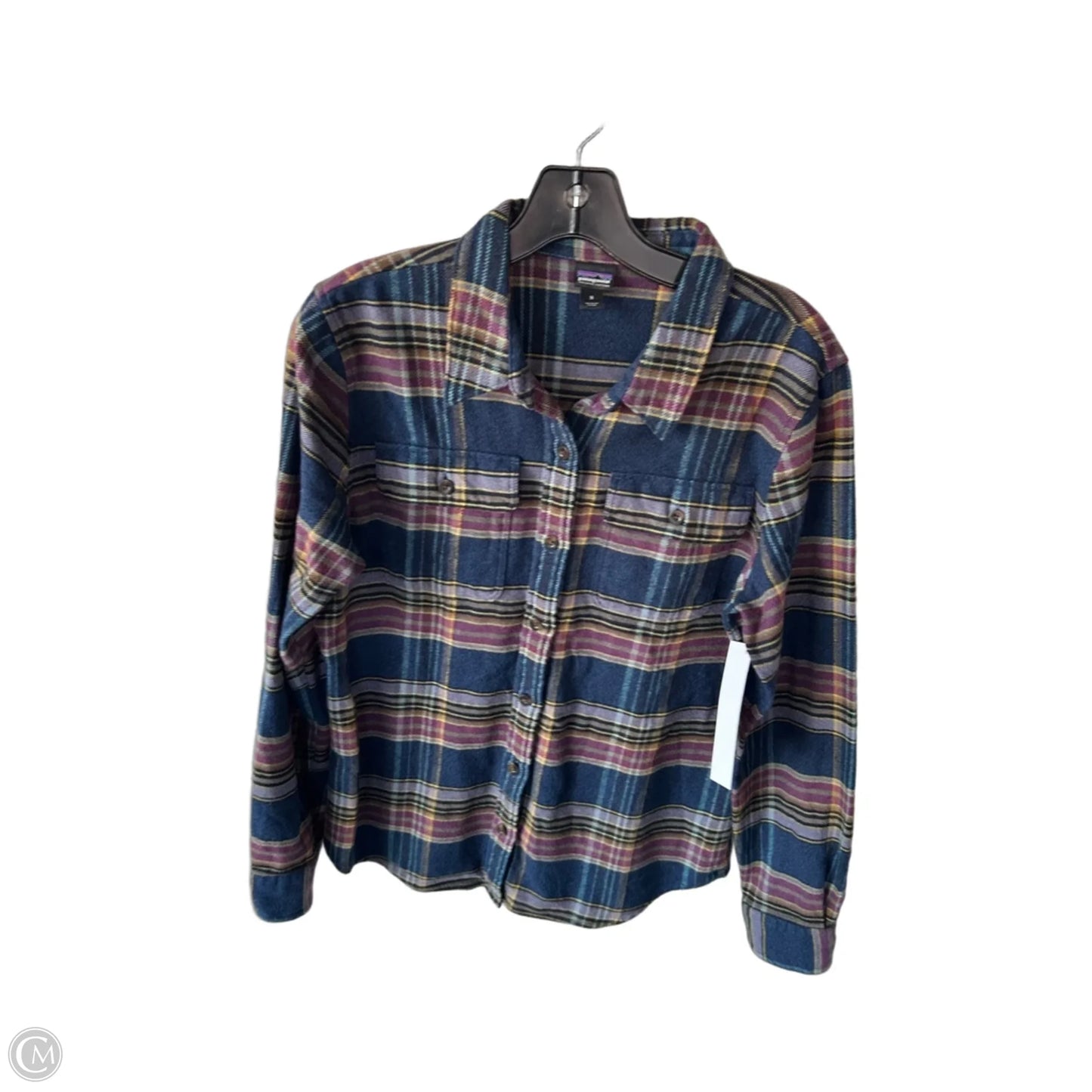 Top Long Sleeve By Patagonia In Blue & Purple, Size: S