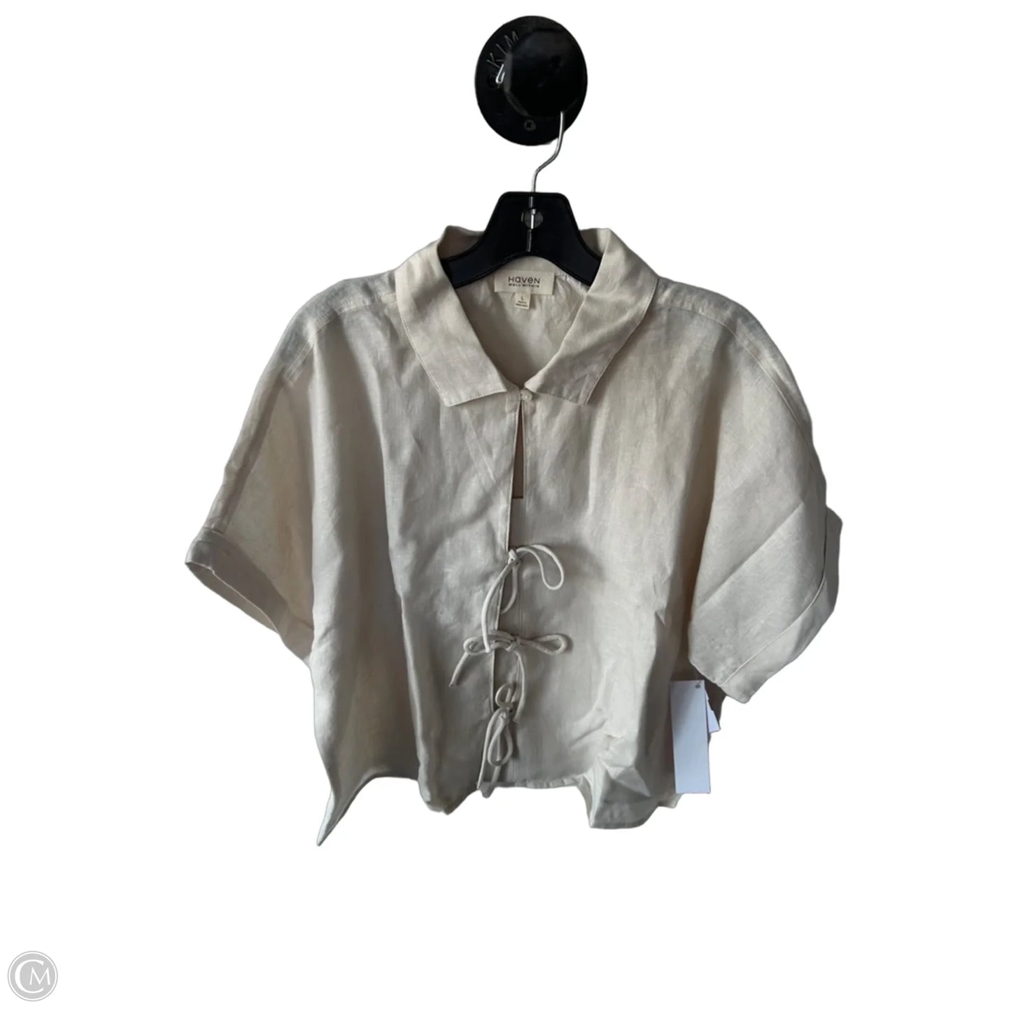 Top Short Sleeve By Haven In Tan, Size: L