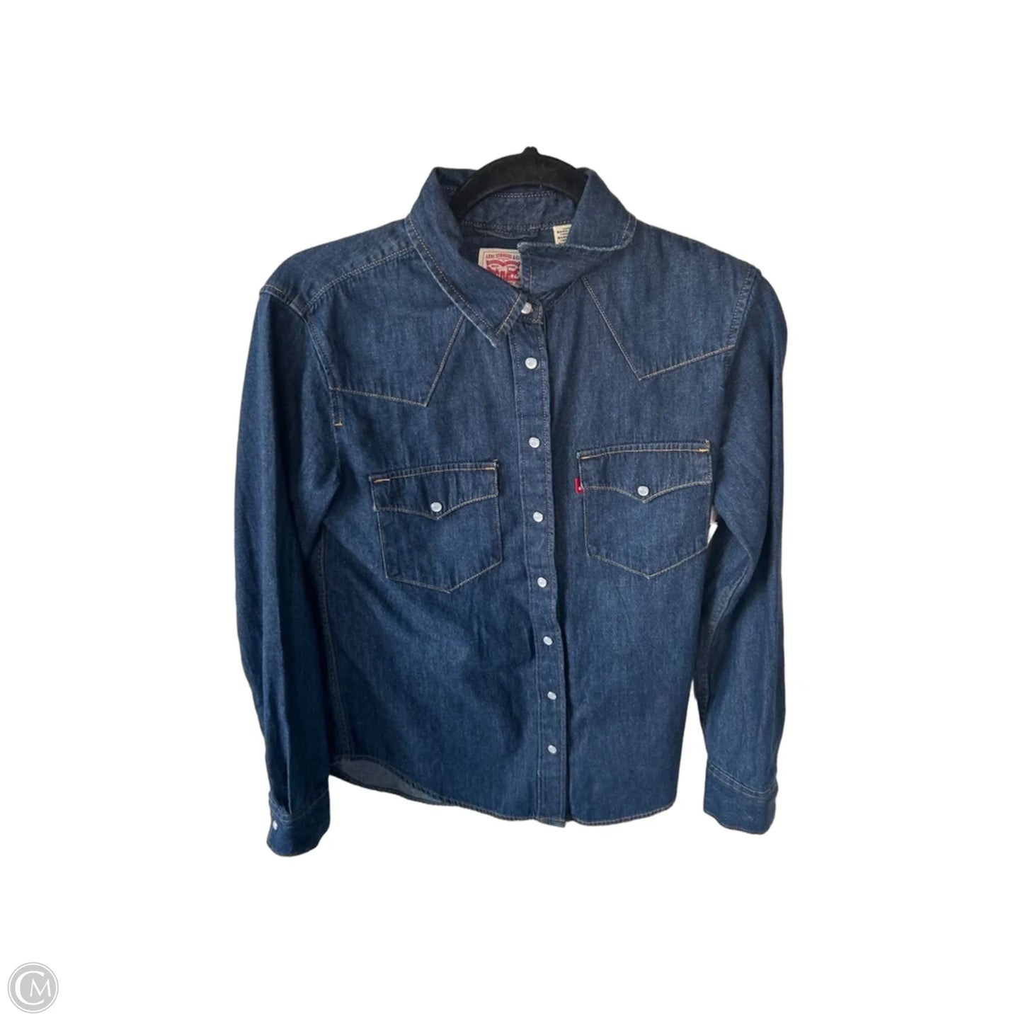 Top Long Sleeve By Levis In Blue Denim, Size: Xs