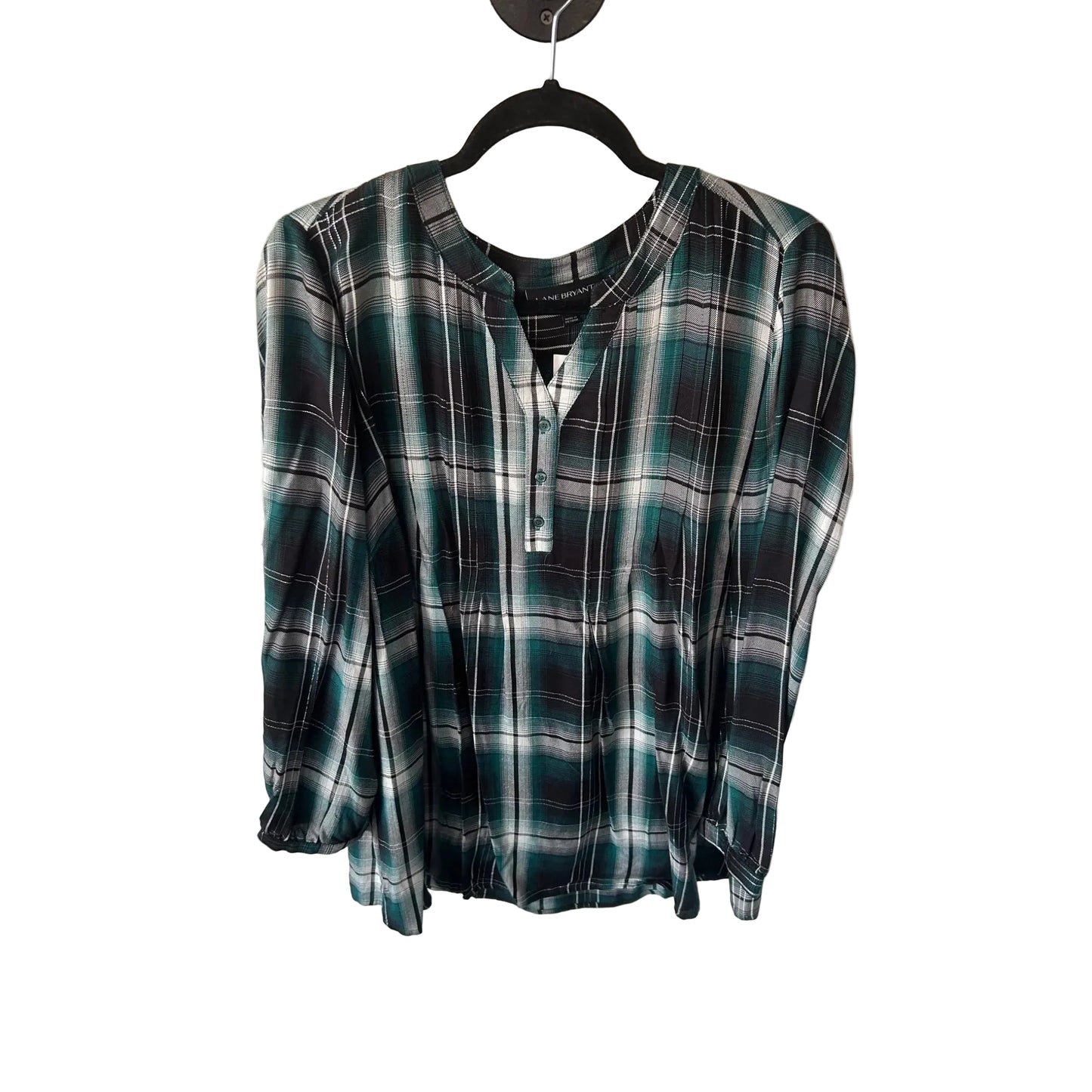 Tunic Long Sleeve By Lane Bryant In Black & Green, Size: L