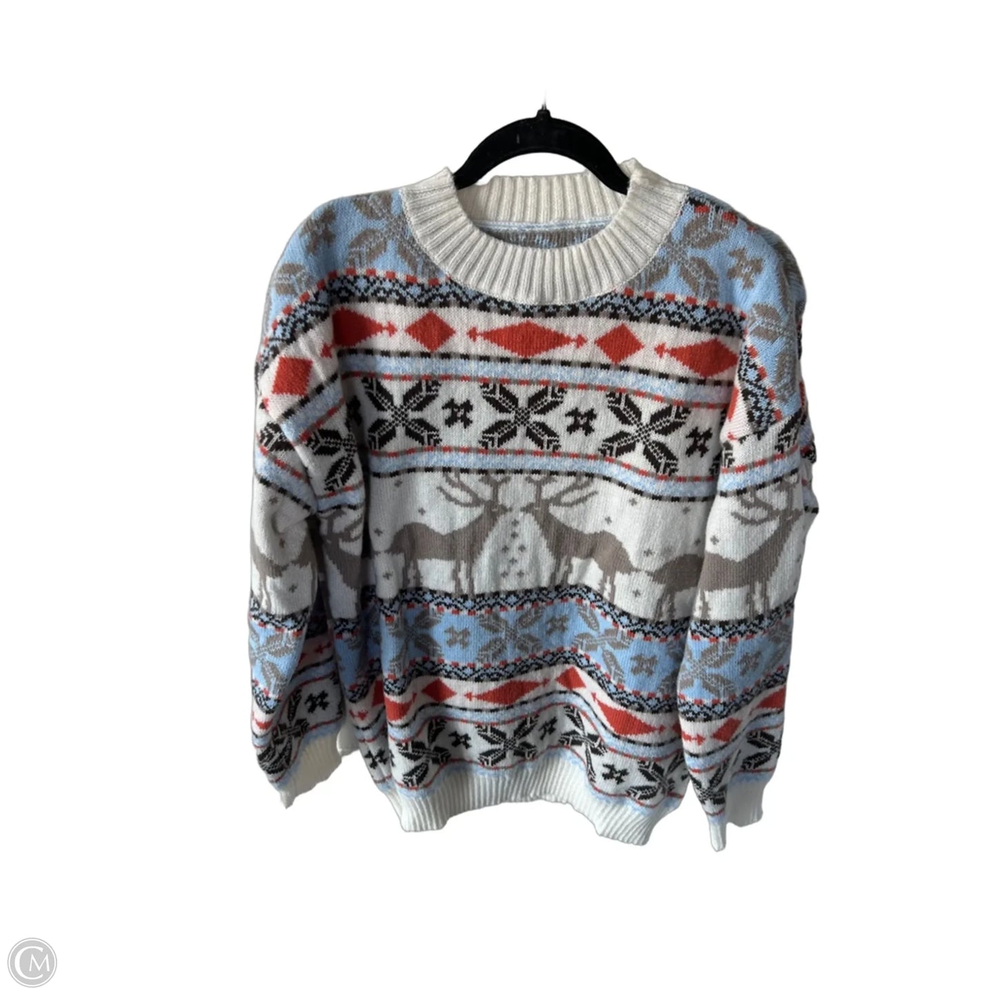 Sweater By Cme In Blue & Cream, Size: L