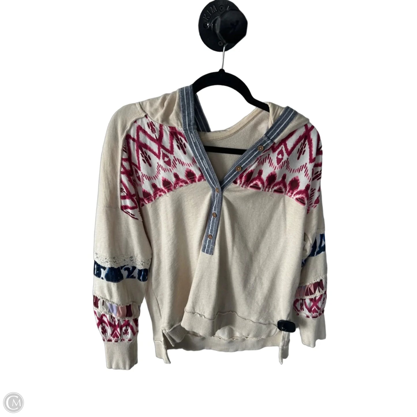 Sweatshirt Hoodie By Pilcro In Blue & Cream, Size: S