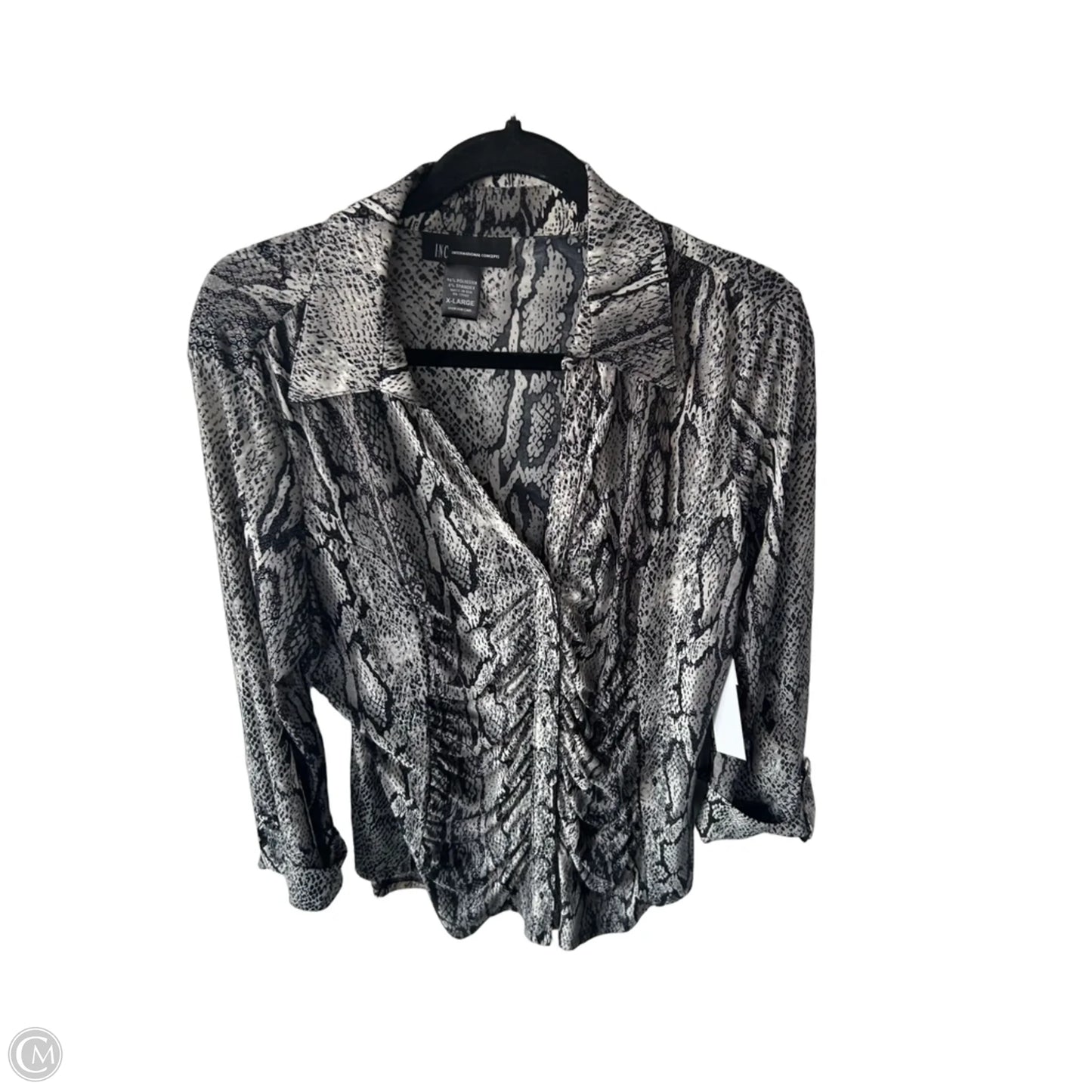 Top 3/4 Sleeve By Inc In Snakeskin Print, Size: Xl
