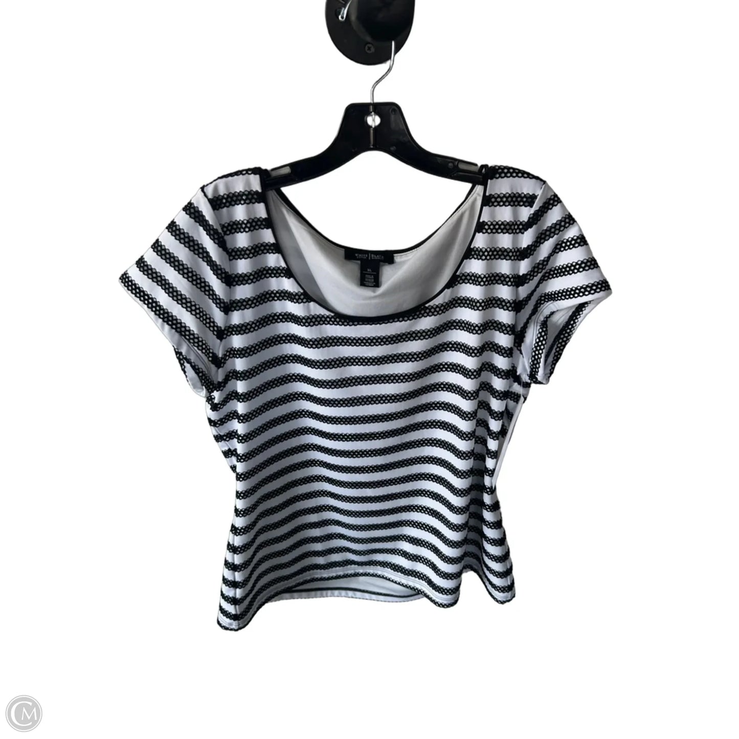 Top Short Sleeve By White House Black Market In Black & White, Size: Xl
