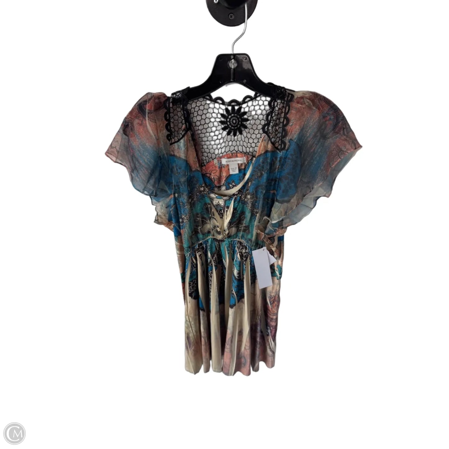 Top Short Sleeve By Boston Proper In Blue & Brown, Size: M