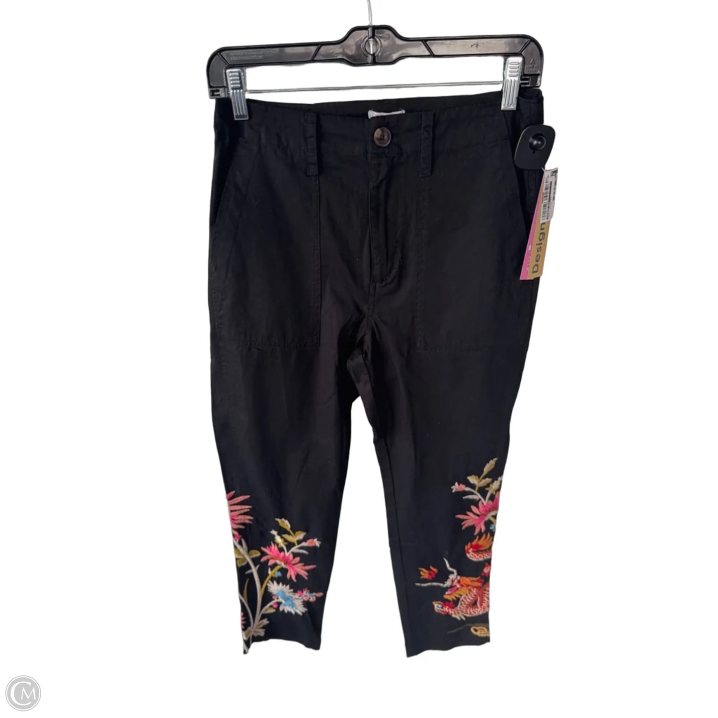 Pants Designer By Johnny Was In Black & Pink, Size: 2