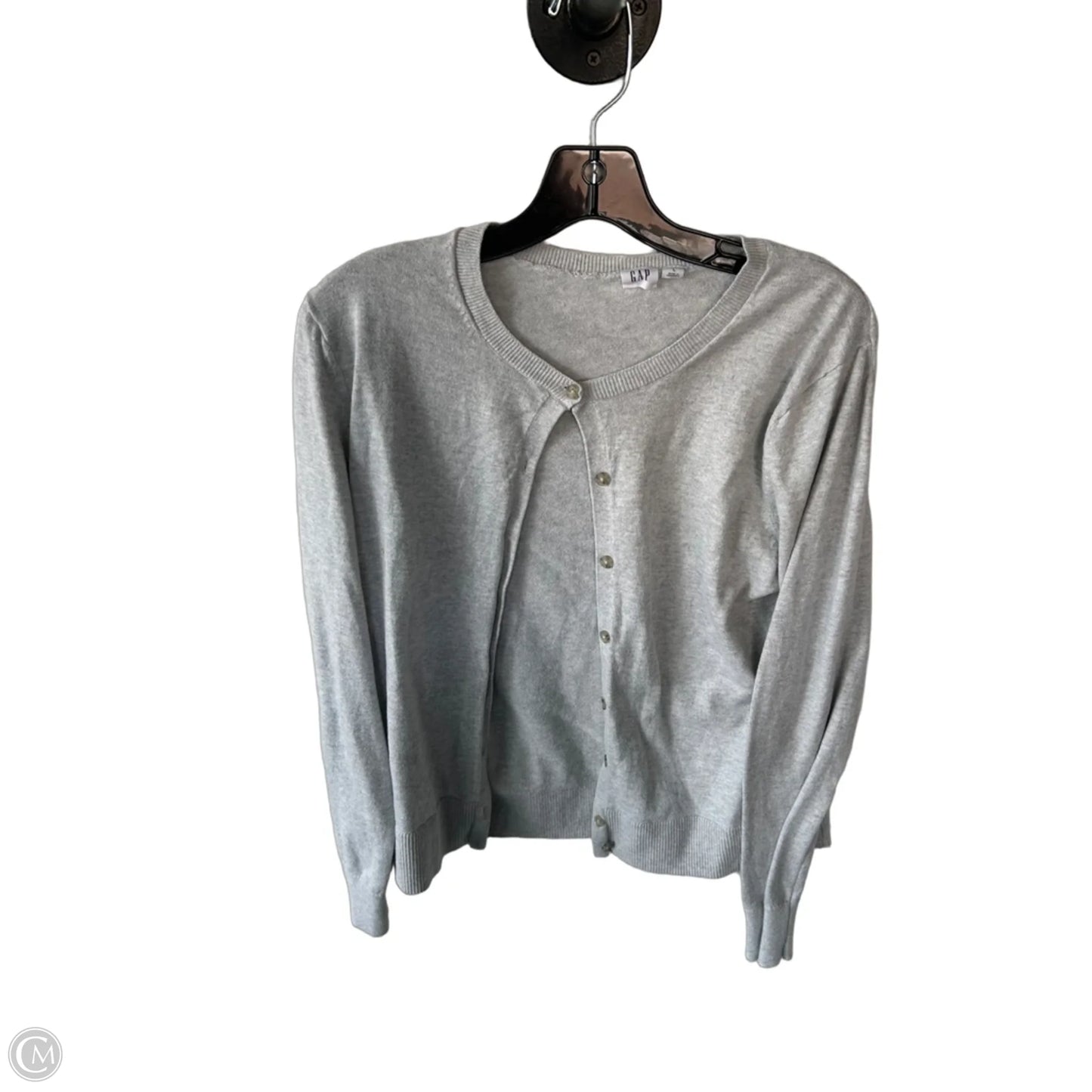 Sweater Cardigan By Gap In Grey, Size: L