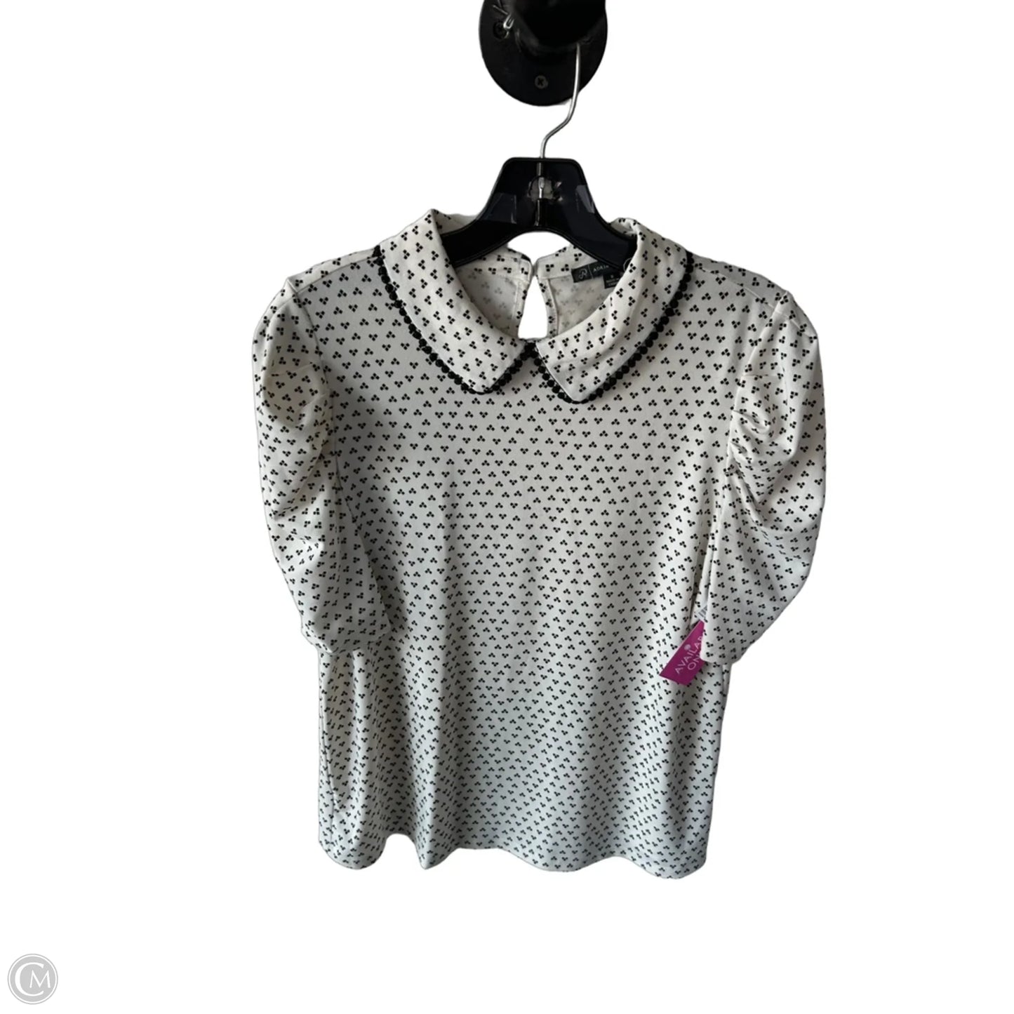 Top Short Sleeve By Adrianna Papell In Black & White, Size: S