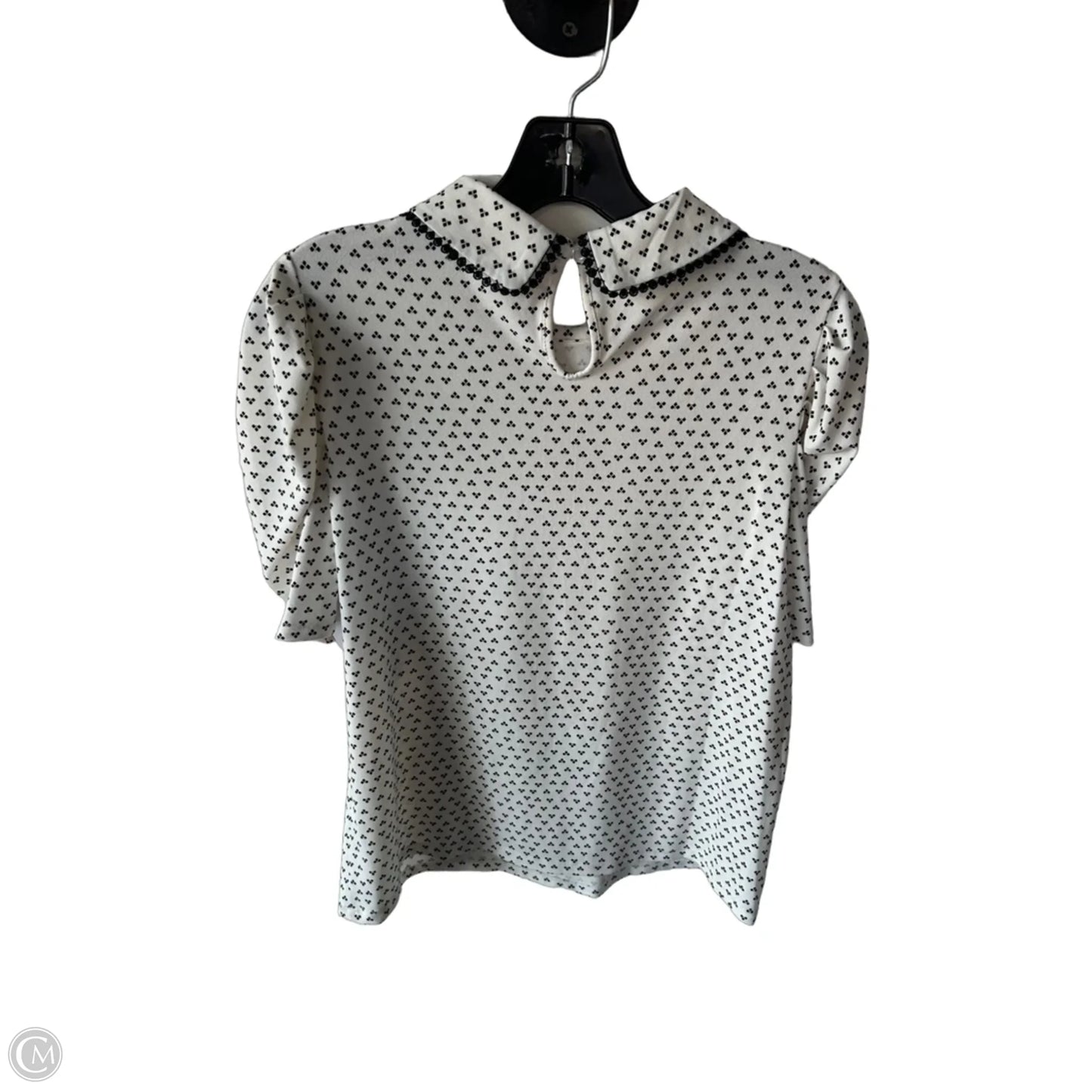 Top Short Sleeve By Adrianna Papell In Black & White, Size: S