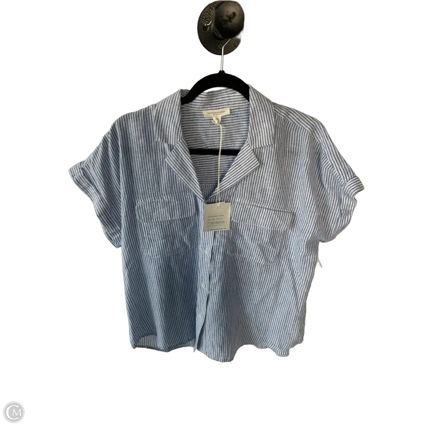 Top Short Sleeve By Beachlunchlounge In Blue & White, Size: L