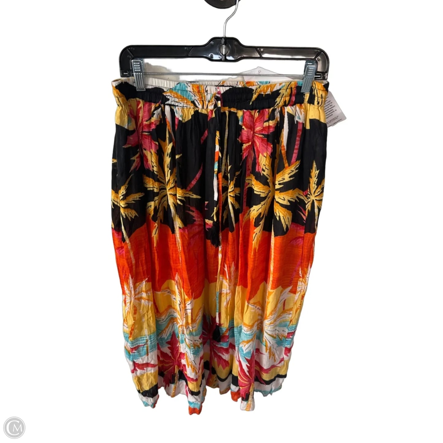 Skirt Midi By Clothes Mentor In Black & Orange, Size: L