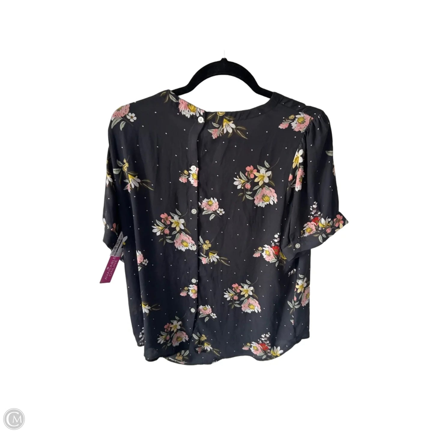 Top Short Sleeve By Loft In Grey & White, Size: L