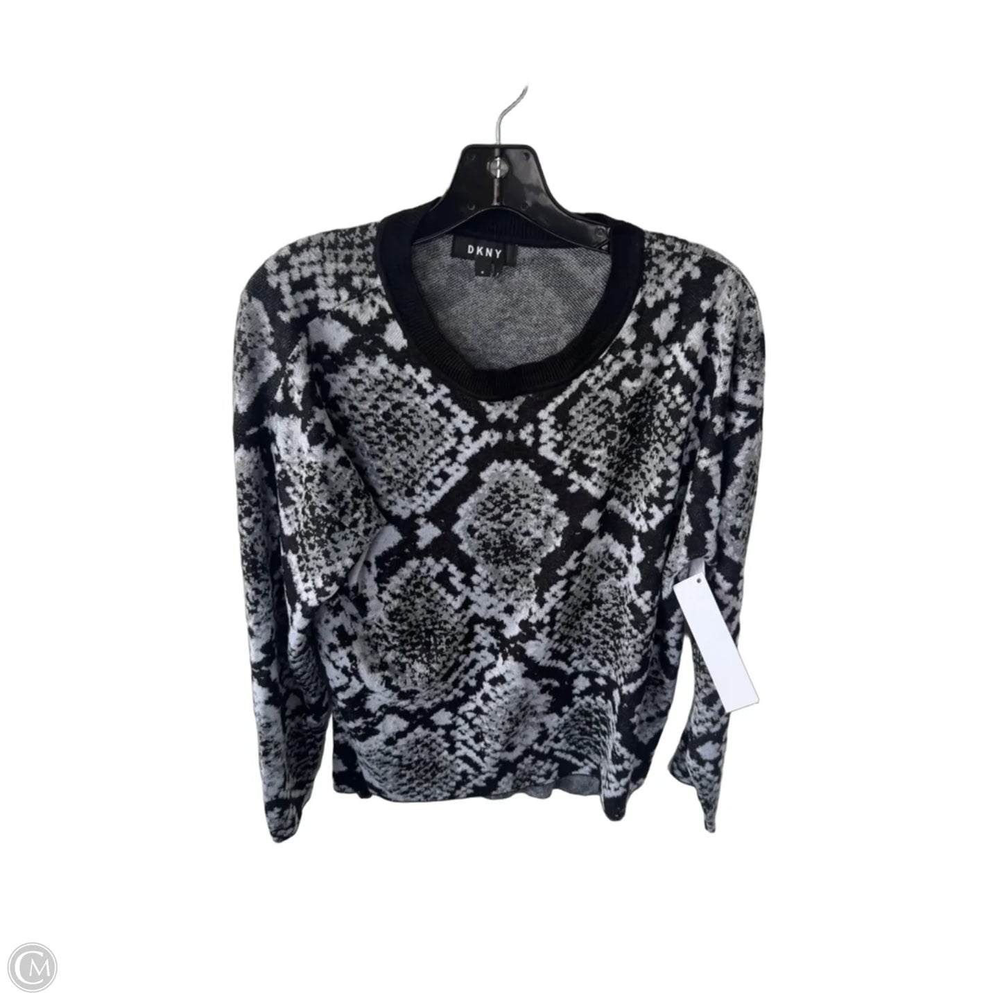 Sweater By Dkny In Black & Grey, Size: M