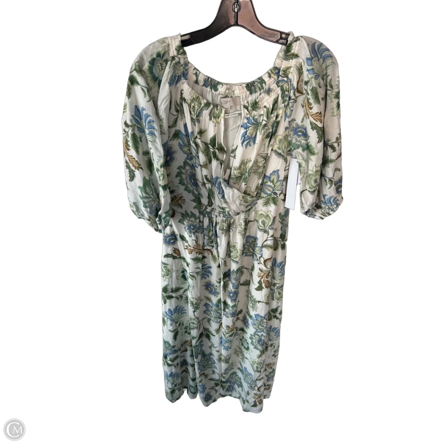 Dress Casual Maxi By Loft In Green & White, Size: M