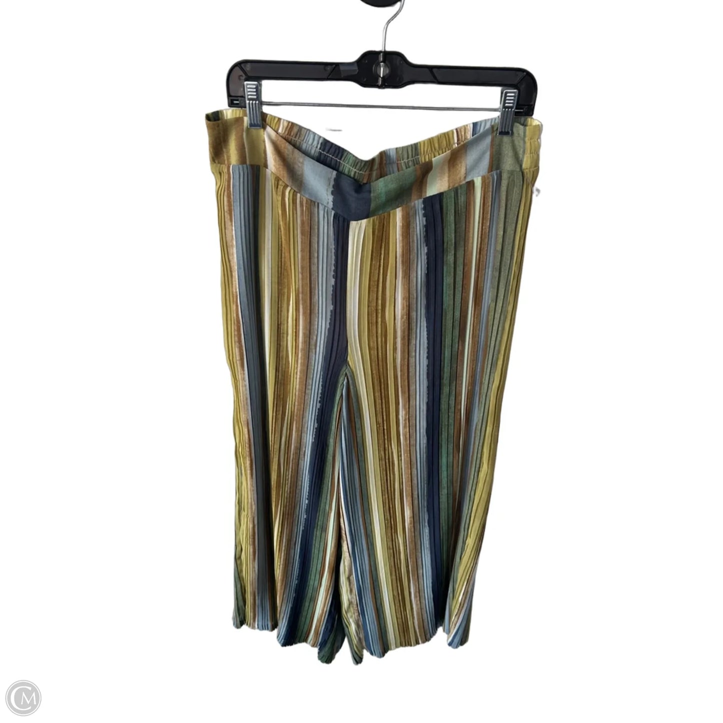 Pants Wide Leg By Adrianna Papell In Green & Tan, Size: L