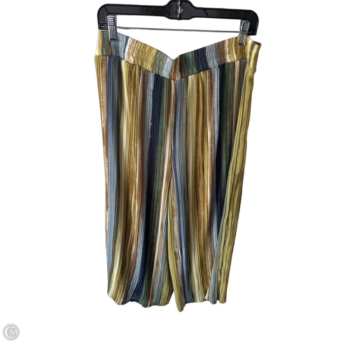 Pants Wide Leg By Adrianna Papell In Green & Tan, Size: L
