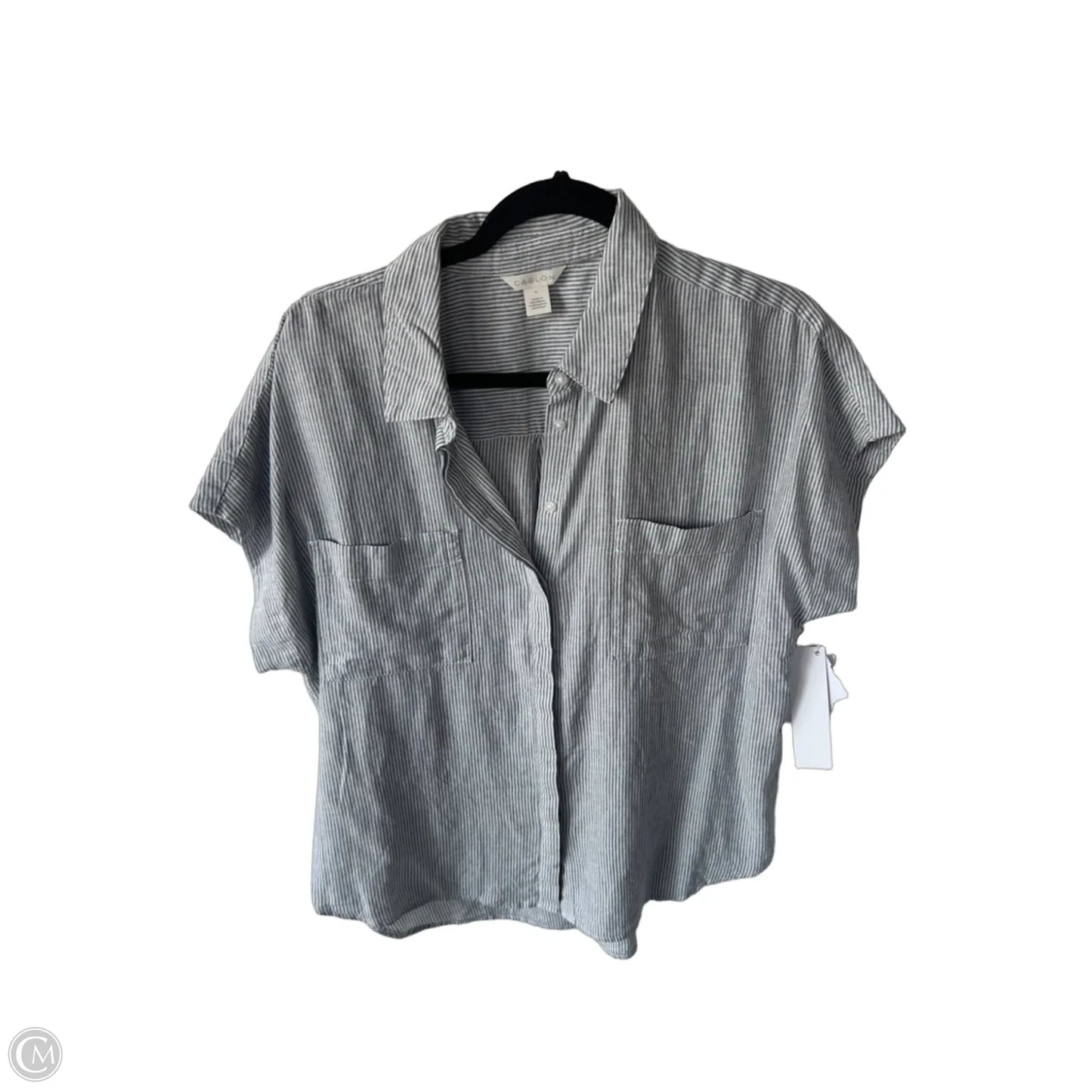 Top Short Sleeve By Caslon In Blue & White, Size: L