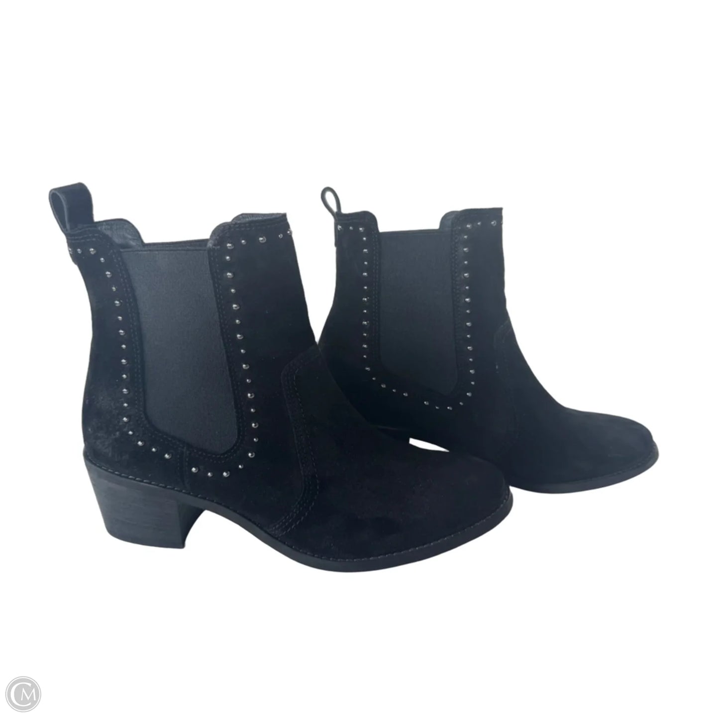 Boots Ankle Heels By Paul Green In Black & Silver, Size: 6.5