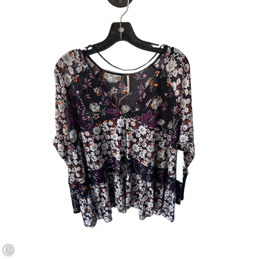 Top Long Sleeve By Free People In Purple & White, Size: S
