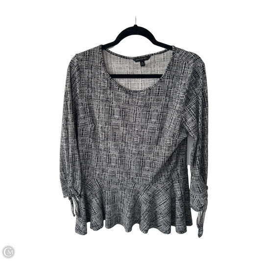 Top 3/4 Sleeve By Banana Republic In Black & White, Size: M