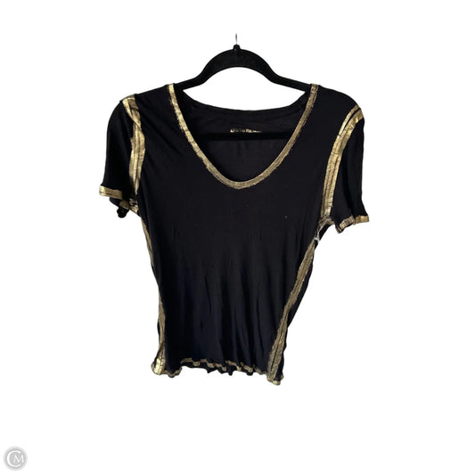 Top Short Sleeve By Zadig And Voltaire In Black & Gold, Size: L