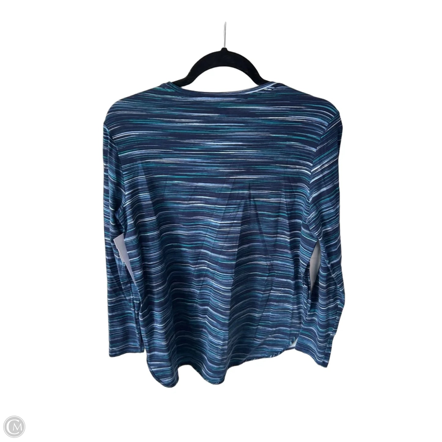 Top Long Sleeve Basic By Lands End In Blue & White, Size: M