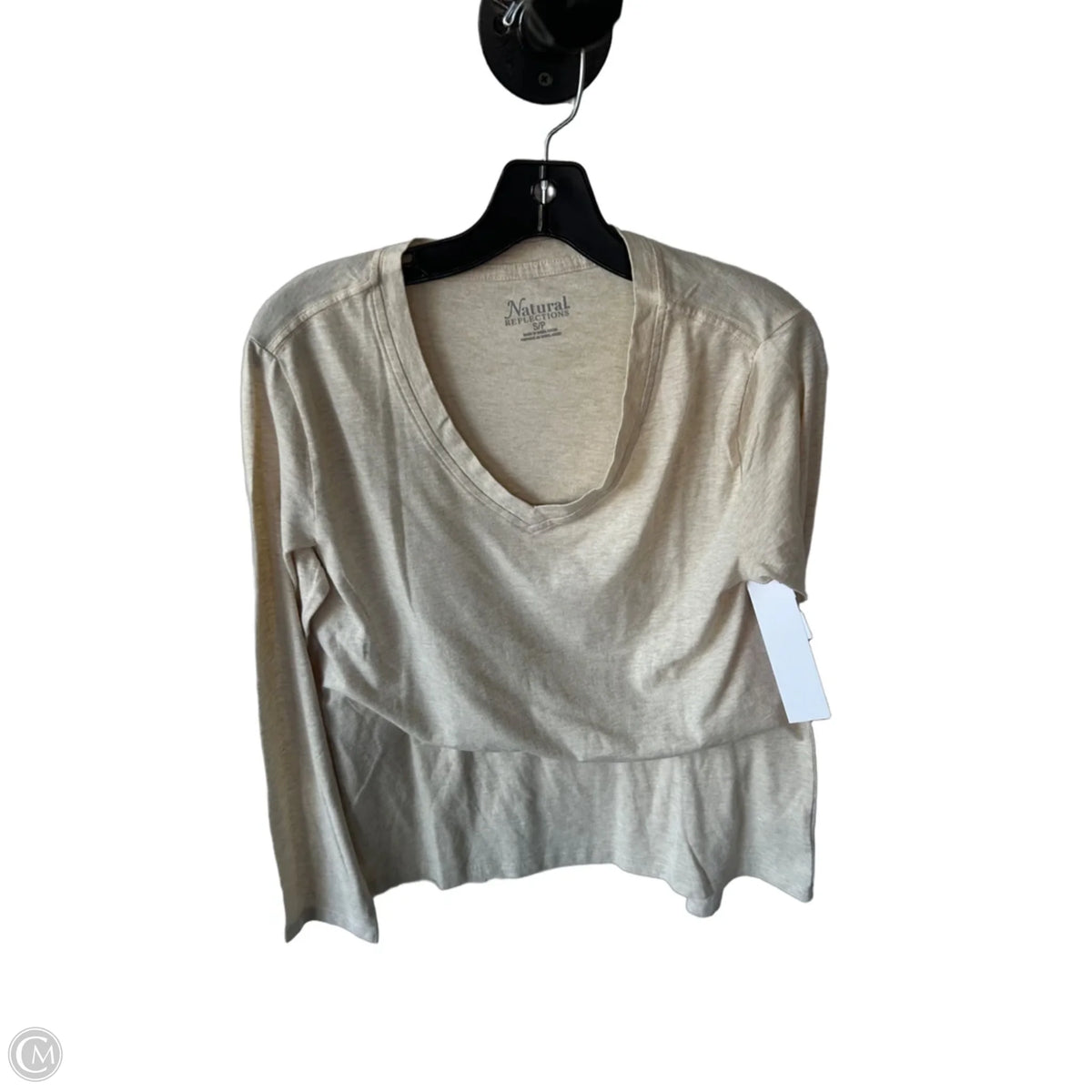 Top Long Sleeve Basic By Natural Reflections In Tan, Size: S