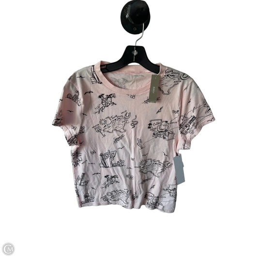 Top Short Sleeve By J. Crew In Black & Pink, Size: L