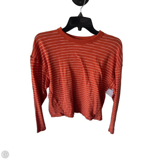 Top Long Sleeve Basic By Madewell In Orange & White, Size: S