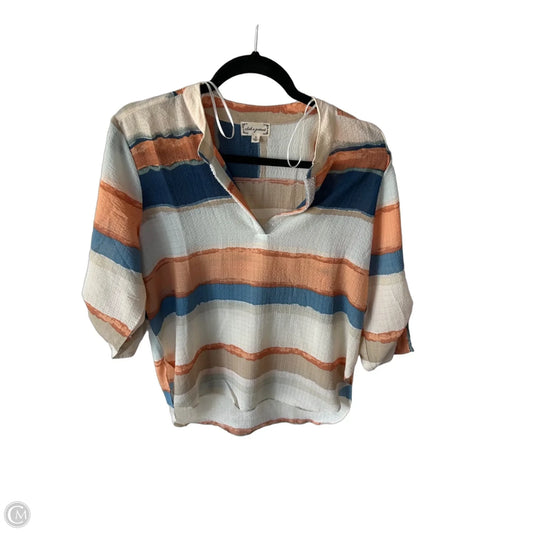 Top 3/4 Sleeve By Clothes Mentor In Blue & Tan, Size: S