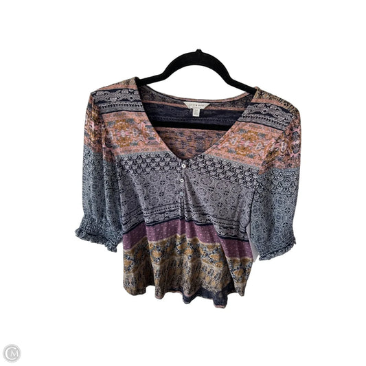 Top Short Sleeve By Lucky Brand In Blue & Pink, Size: S