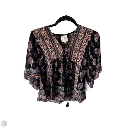 Top Short Sleeve By Knox Rose In Black & Pink, Size: Xs