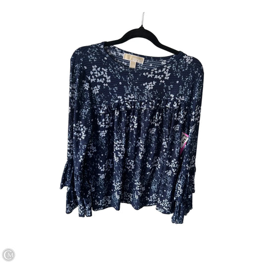 Top Long Sleeve By Michael By Michael Kors In Blue & White, Size: M