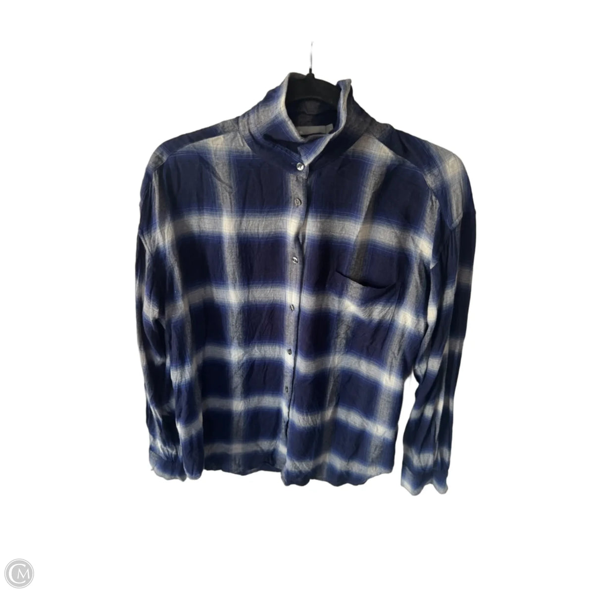 Top Long Sleeve By Vince In Blue & White, Size: S