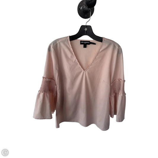 Top 3/4 Sleeve Designer By Karl Lagerfeld In Pink, Size: S