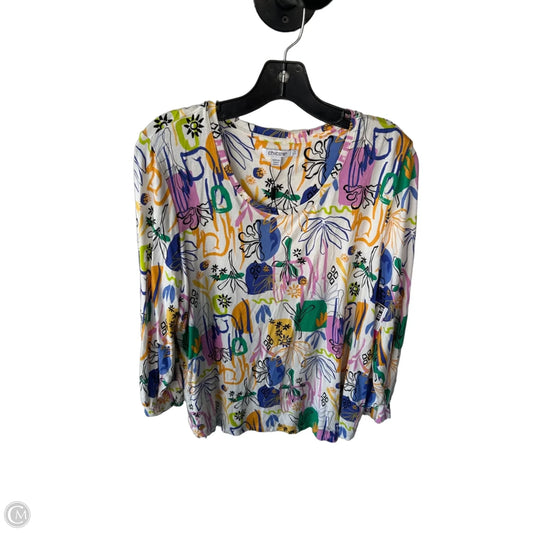 Top Long Sleeve By Chicos In Purple & White, Size: L