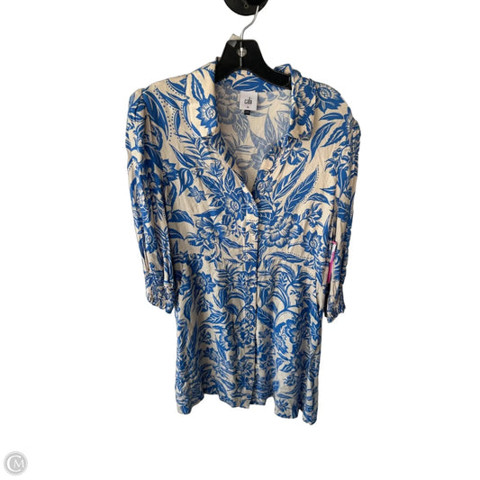 Dress Casual Short By Cabi In Blue & Cream, Size: M