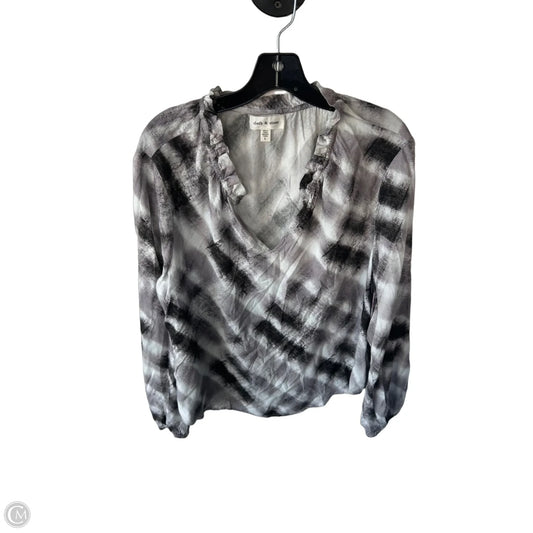 Top Long Sleeve By Cloth & Stone In Grey & Silver, Size: L