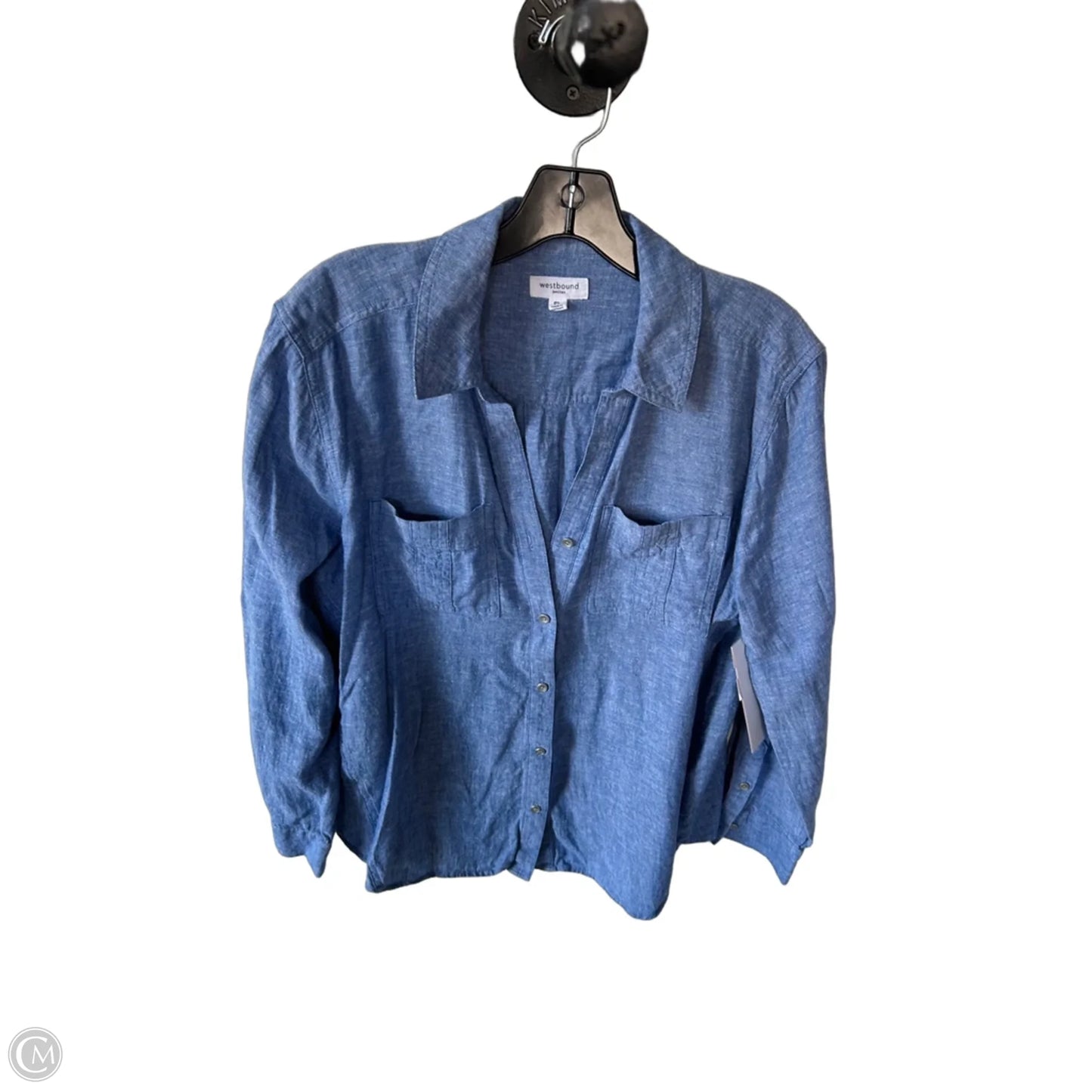 Top Long Sleeve By West Bound In Blue Denim, Size: Lp