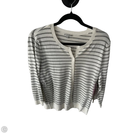 Sweater Cardigan By Halogen In Grey & White, Size: Xl