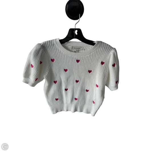 Sweater Short Sleeve By Francesca’s In Pink & White, Size: S