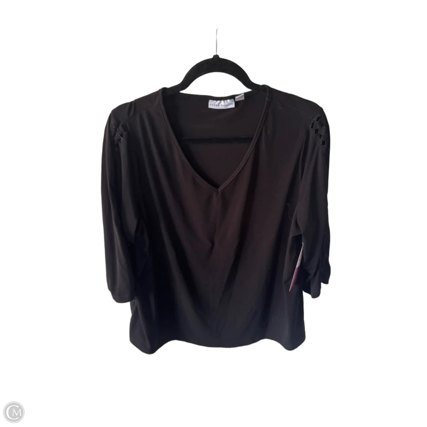 Top 3/4 Sleeve By Susan Graver In Black, Size: 1x