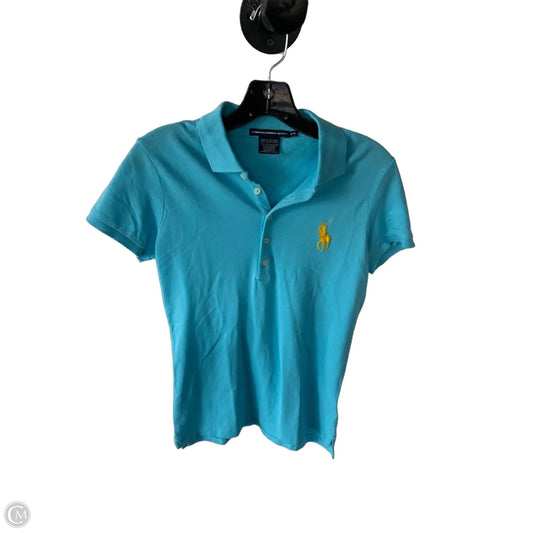 Top Short Sleeve By Ralph Lauren Blue Label In Blue & Yellow, Size: M