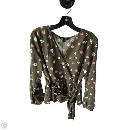 Top Long Sleeve By 41 Hawthorn In Green & Pink, Size: M