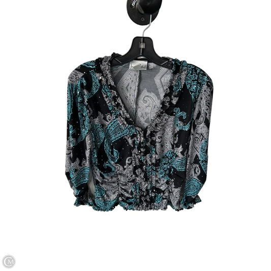 Top Long Sleeve By Joseph Ribkoff In Black & Blue, Size: L