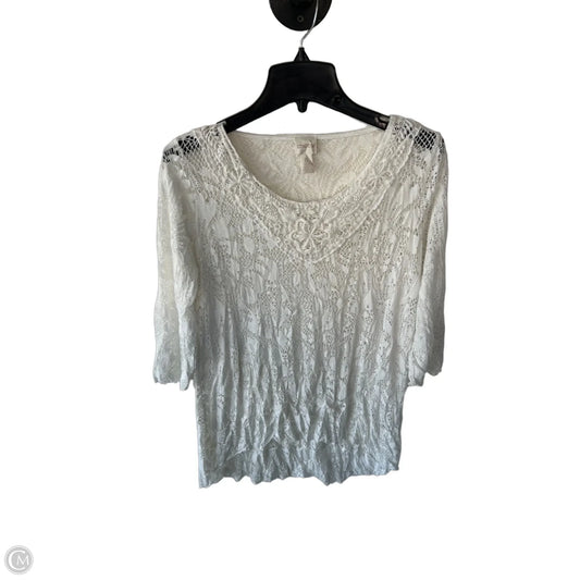 Top 3/4 Sleeve By Chicos In White, Size: S