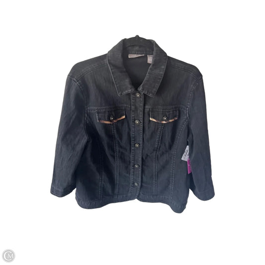 Jacket Denim By Chicos In Black Denim, Size: L